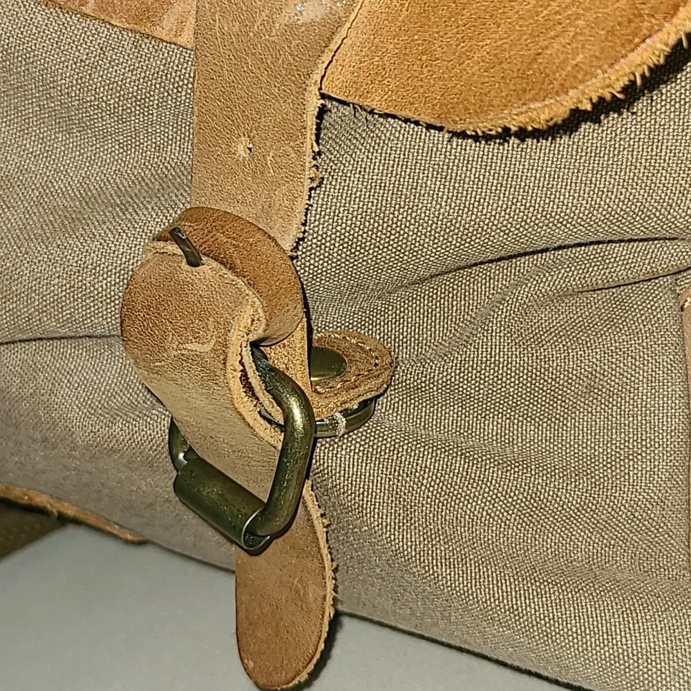 Brown Canvas and Leather Messenger Bag